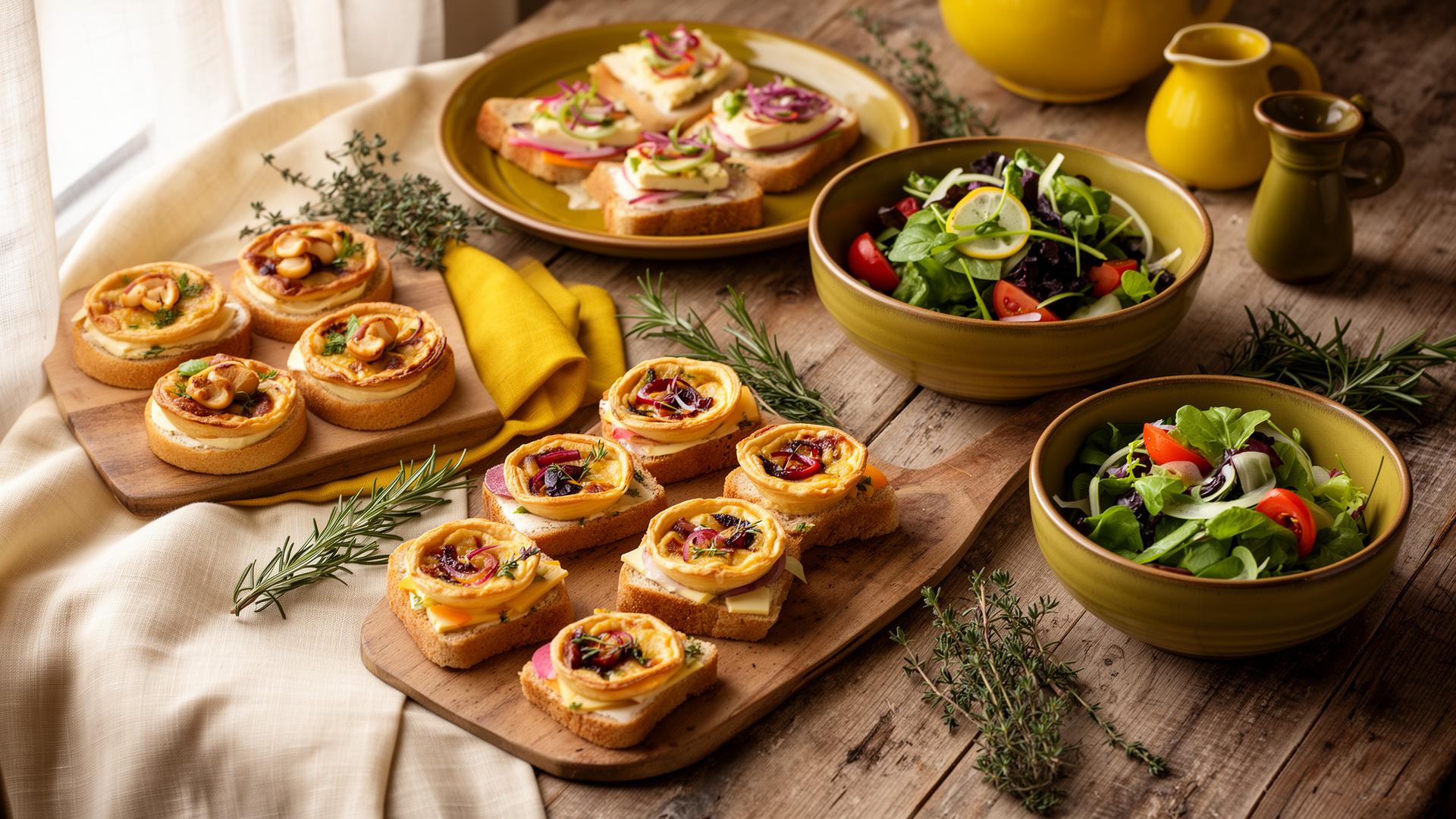 Domácí catering - chlebíčky, quiche a salát